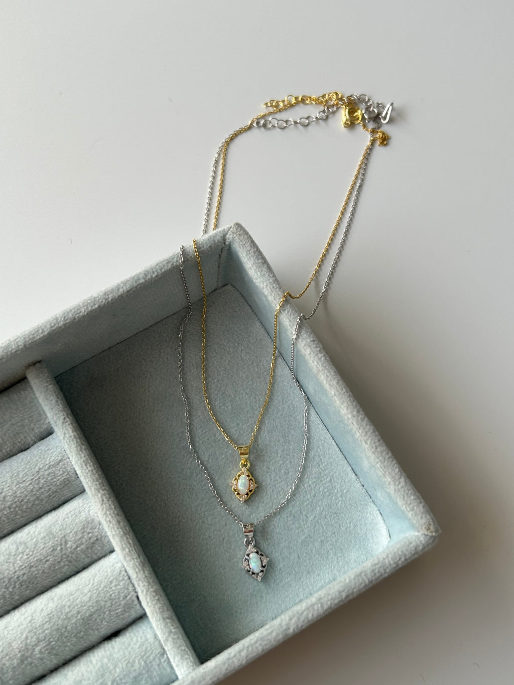 925 Ayar Gümüş Opal Doğaltaş Vintage Kolye