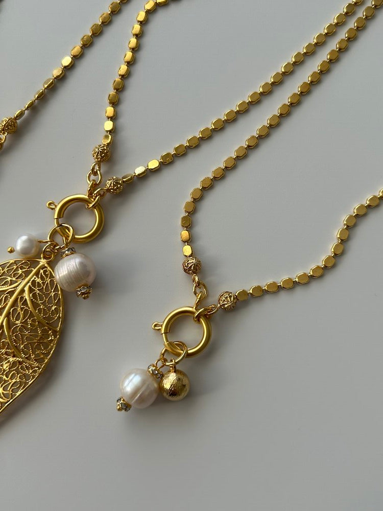 Antik Dorika/İnci Charm Zincir Kolye