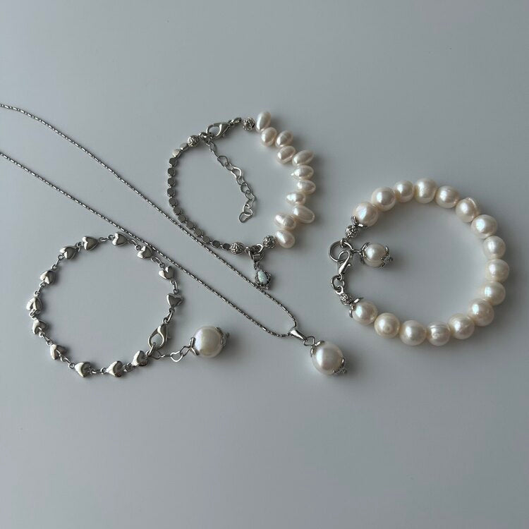 Silver İnci Charm Kolye