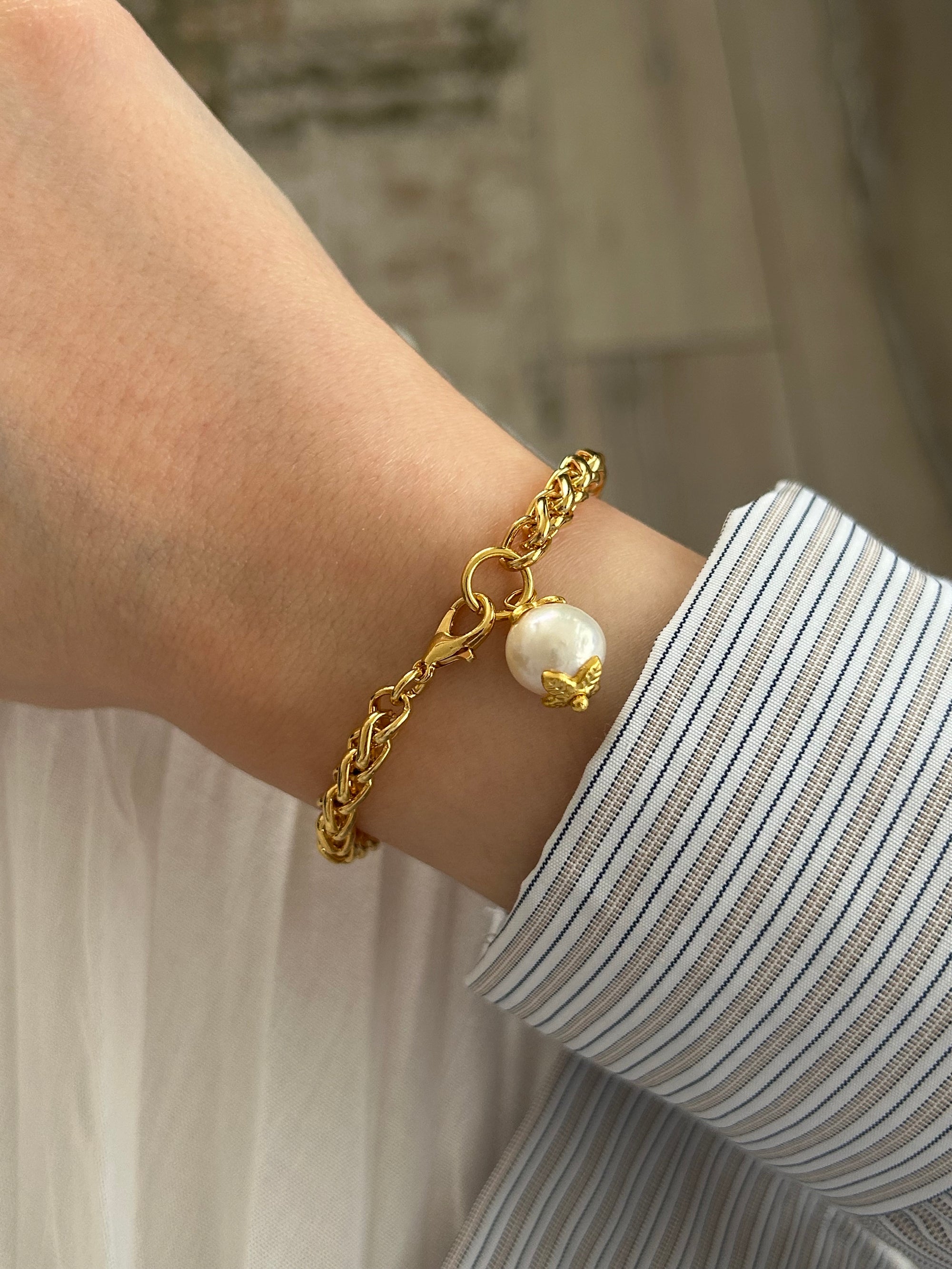 Şakayık İnci Charm Vintage Bileklik
