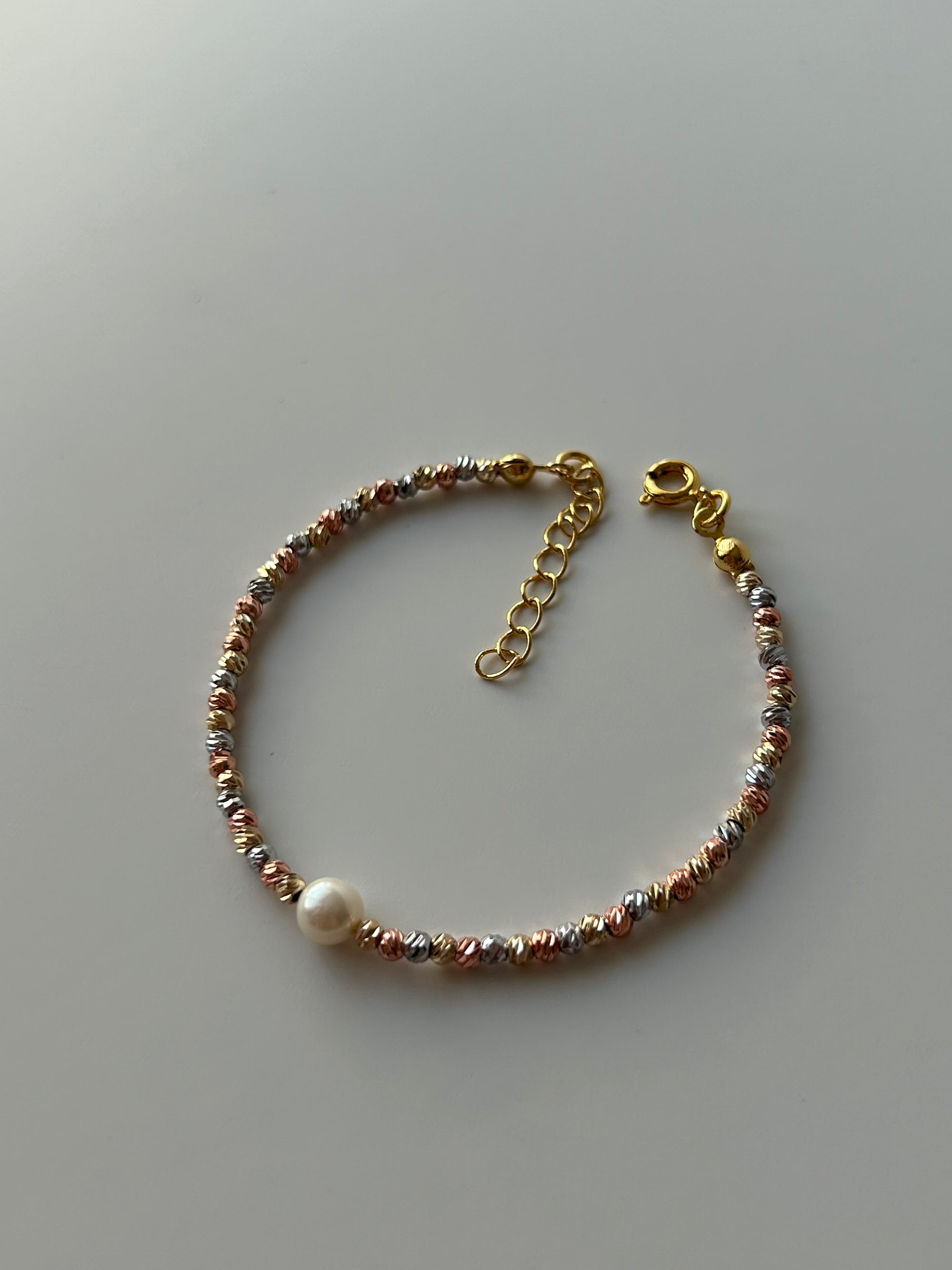 Çelik İncili Gold/Silver/Rose 3 mm Dorika Bileklik