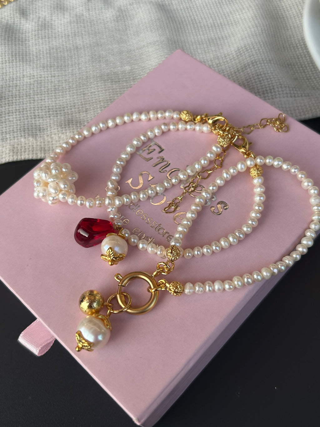 Şakayık İnci/Antik Dorika Charm İnci Bileklik