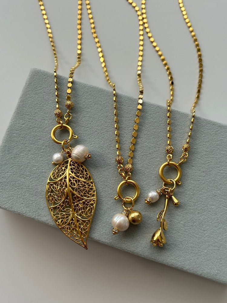 Gül/İnci Charm Zincir Kolye
