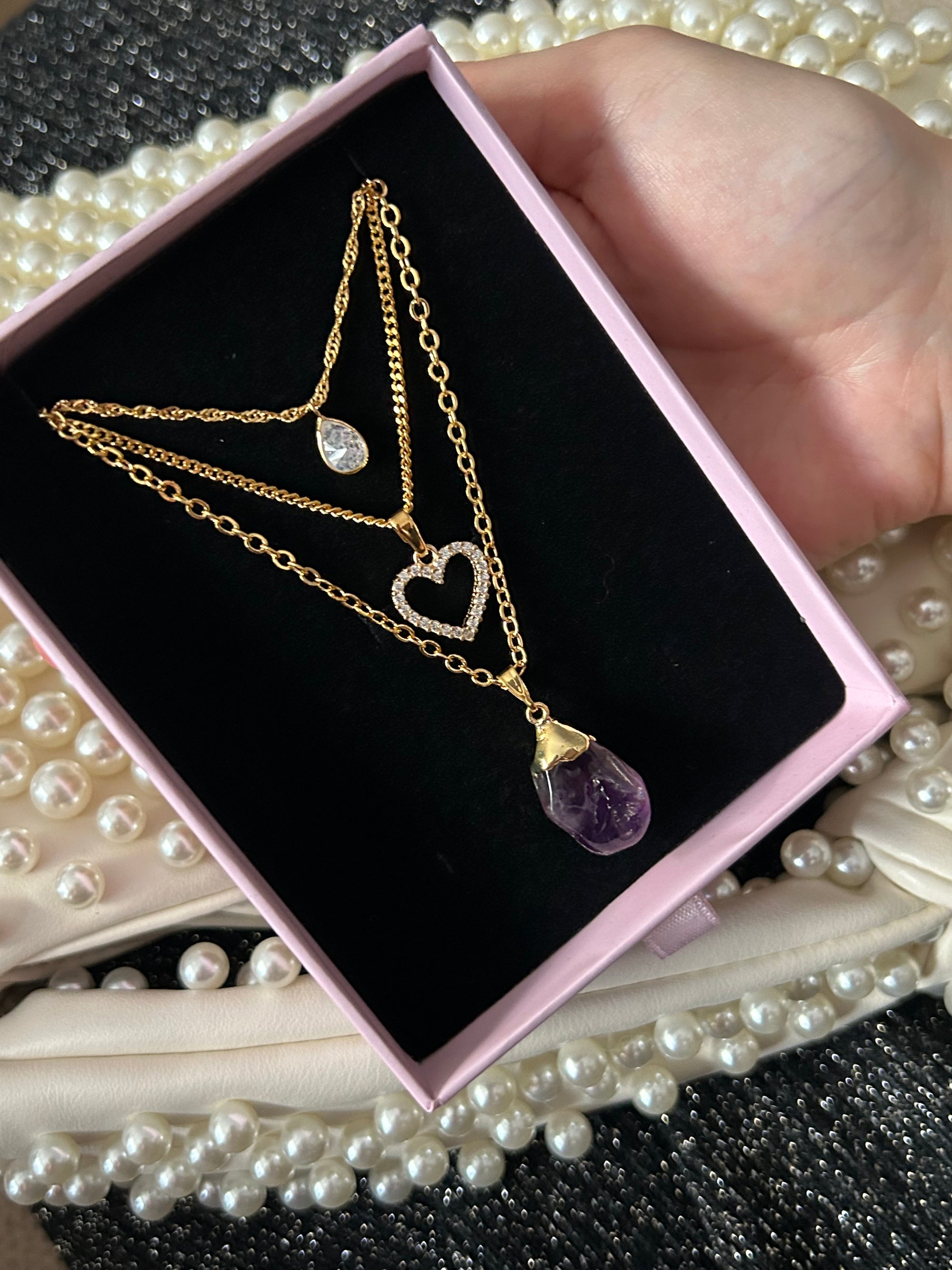 Zirkon Kalp Charm Kolye