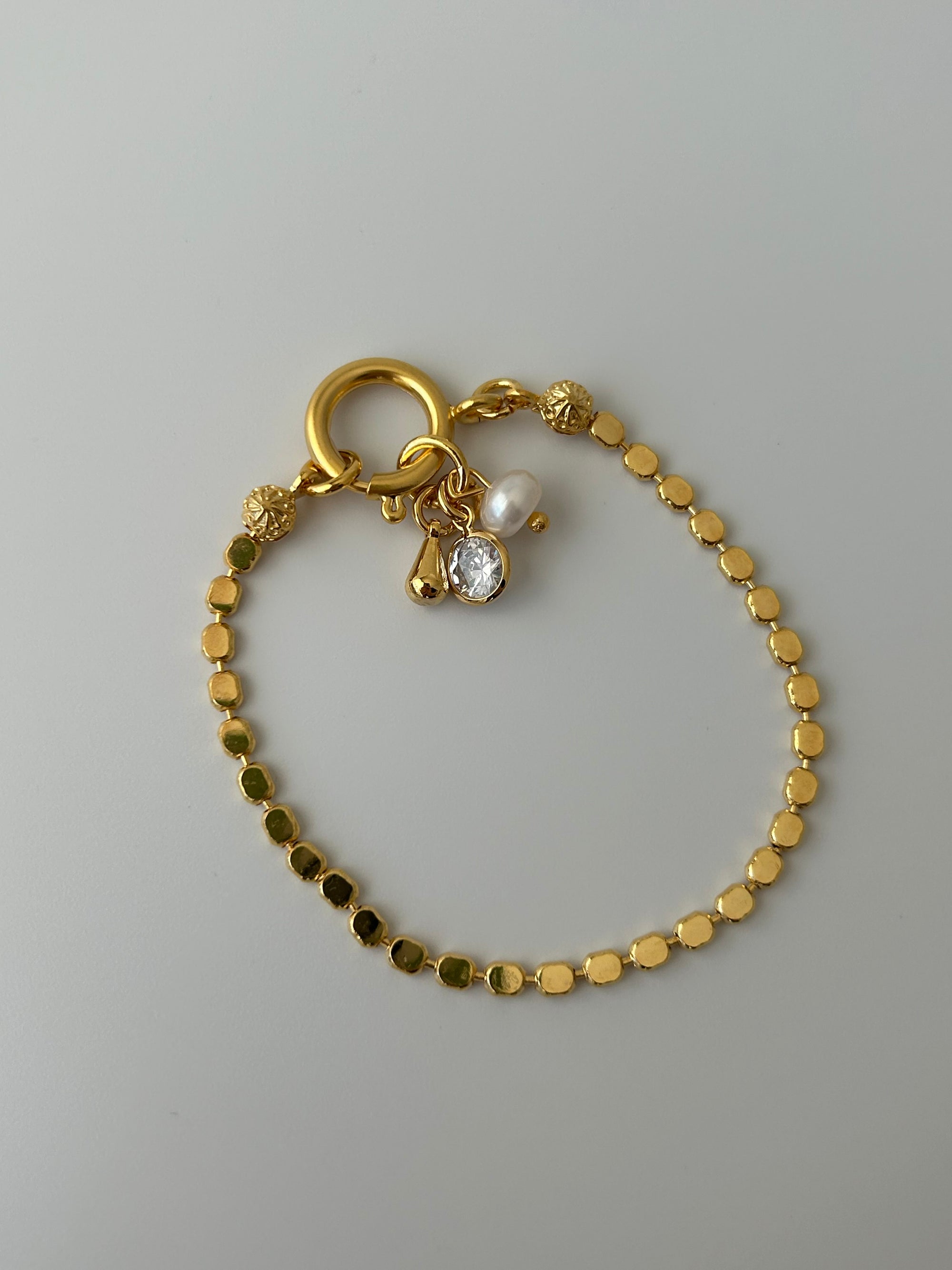 Zirkon/İnci Charm Zincir Bileklik