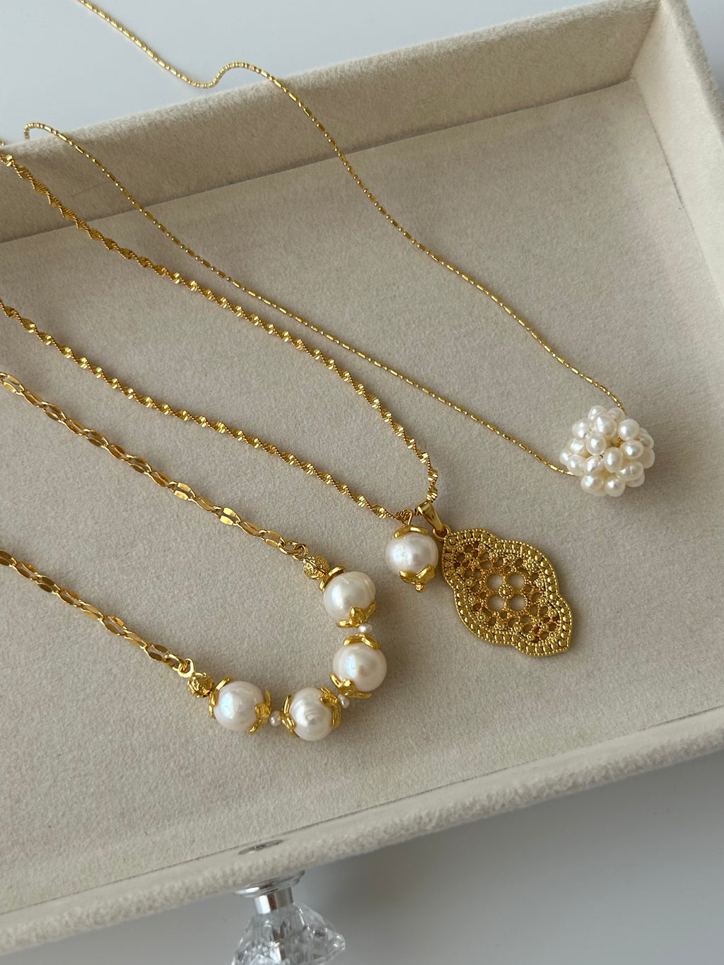 Vintage Firuze/İnci Charm Kolye