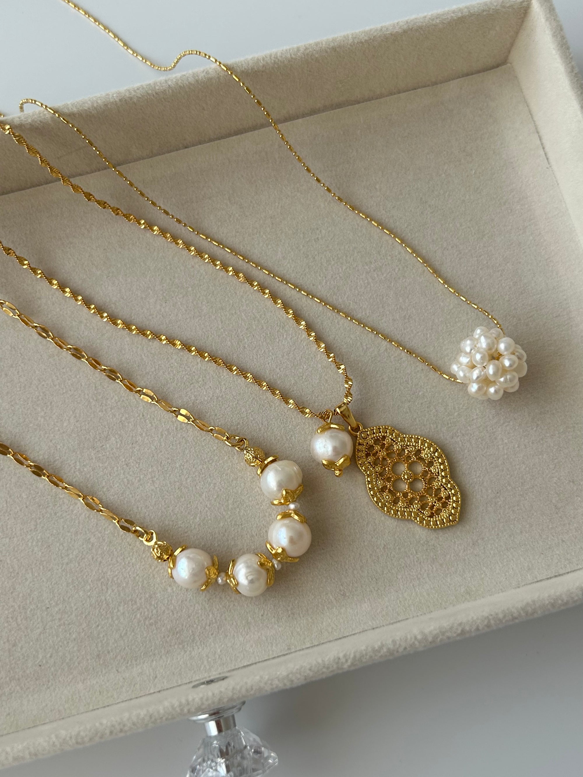 Vintage Firuze/İnci Charm Kolye