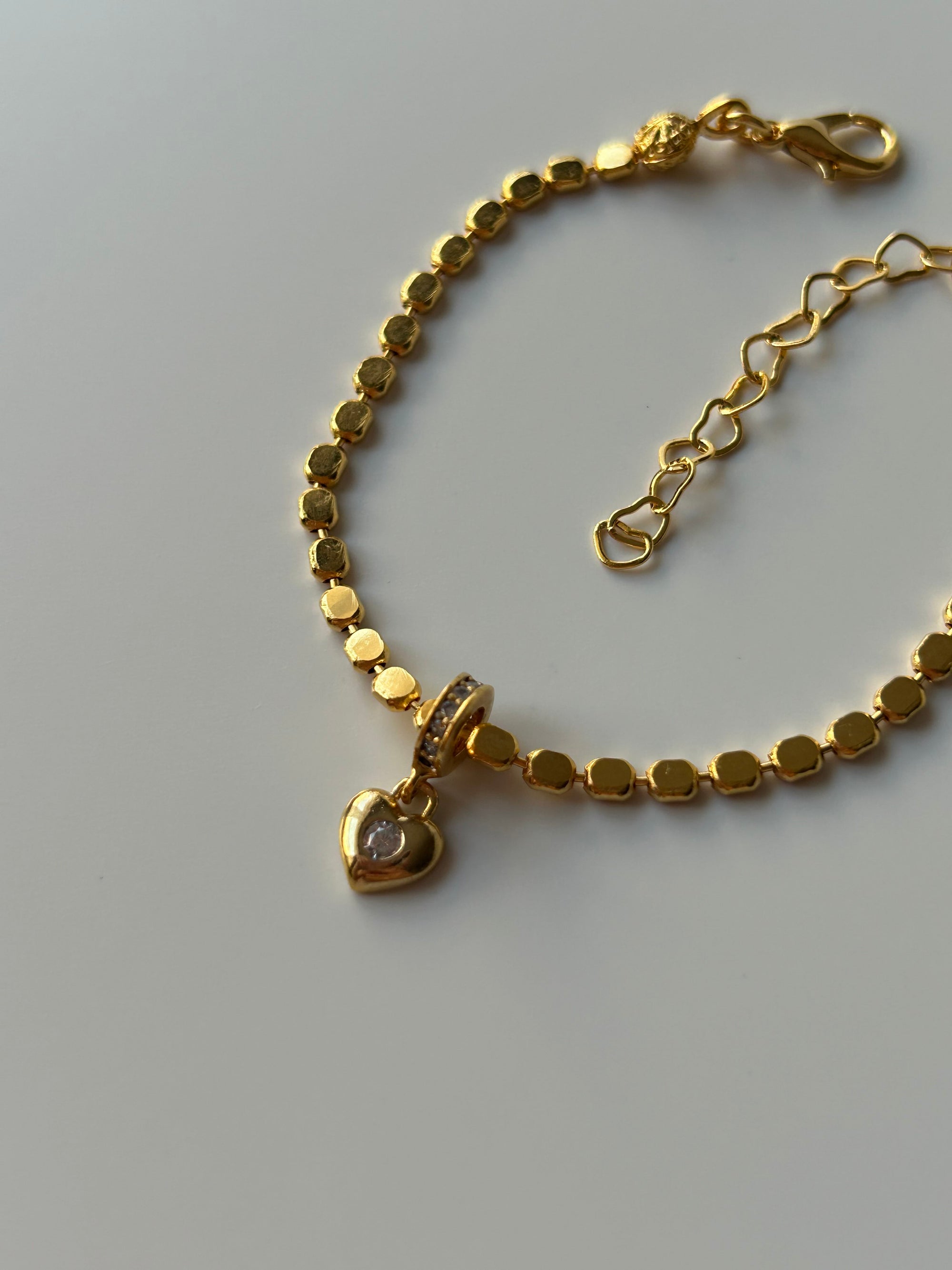 Zirkon Kalp Charm Zincir Bileklik