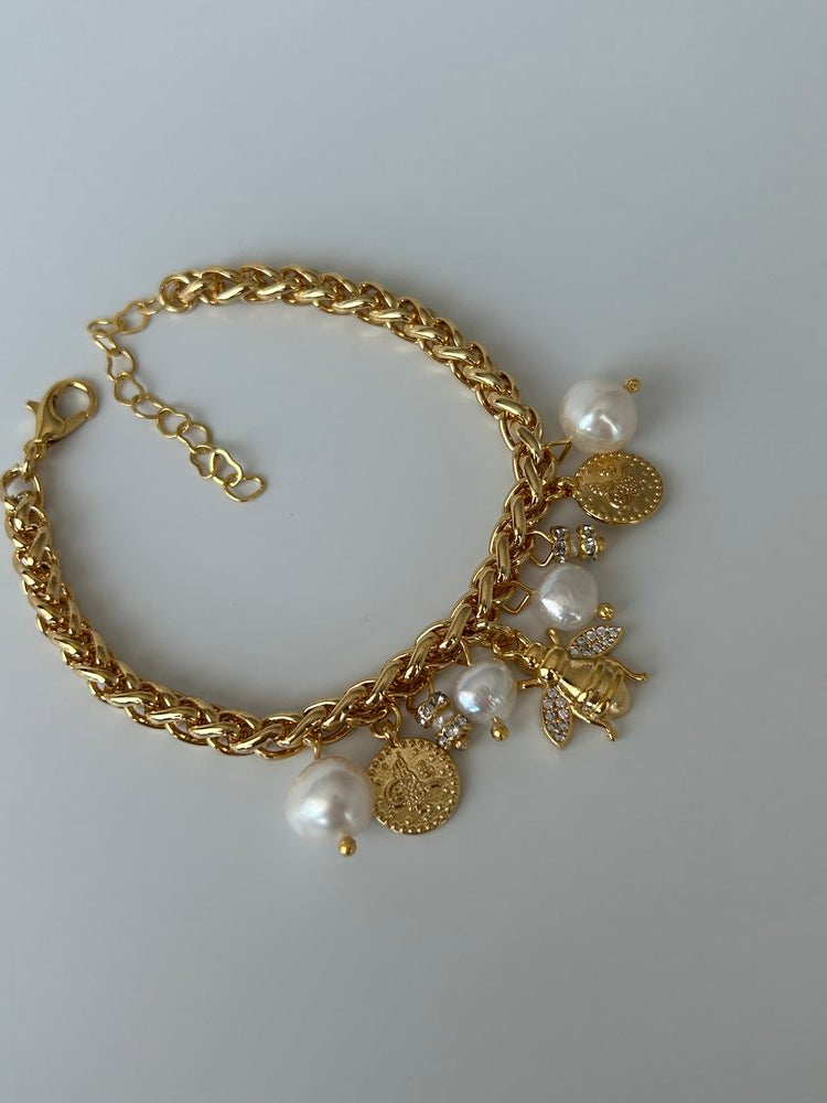 Zirkon Arı/İnci Charm Bileklik
