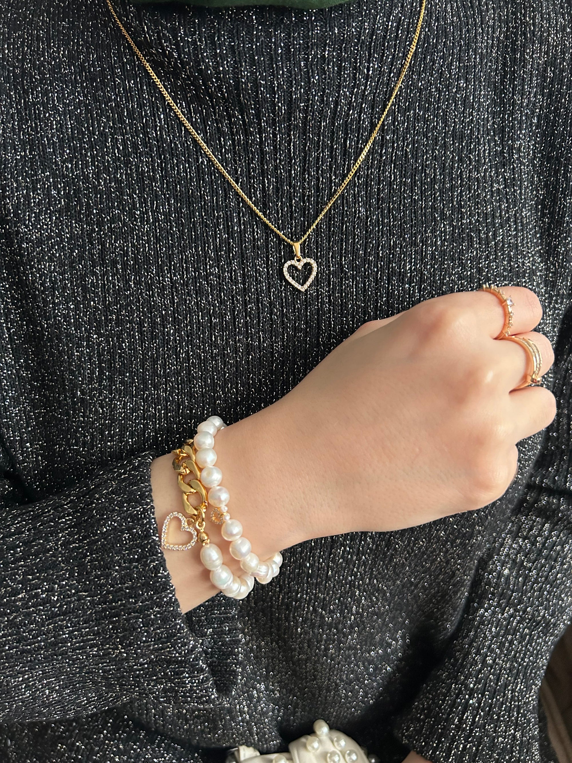 Zirkon Kalp Charm Kolye