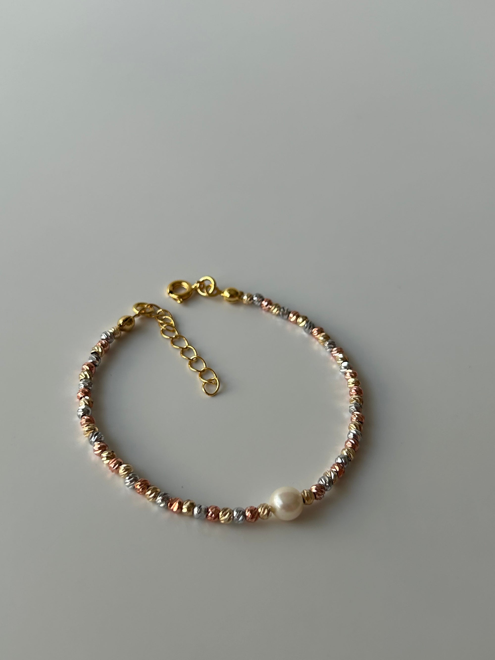 Çelik İncili Gold/Silver/Rose 3 mm Dorika Bileklik