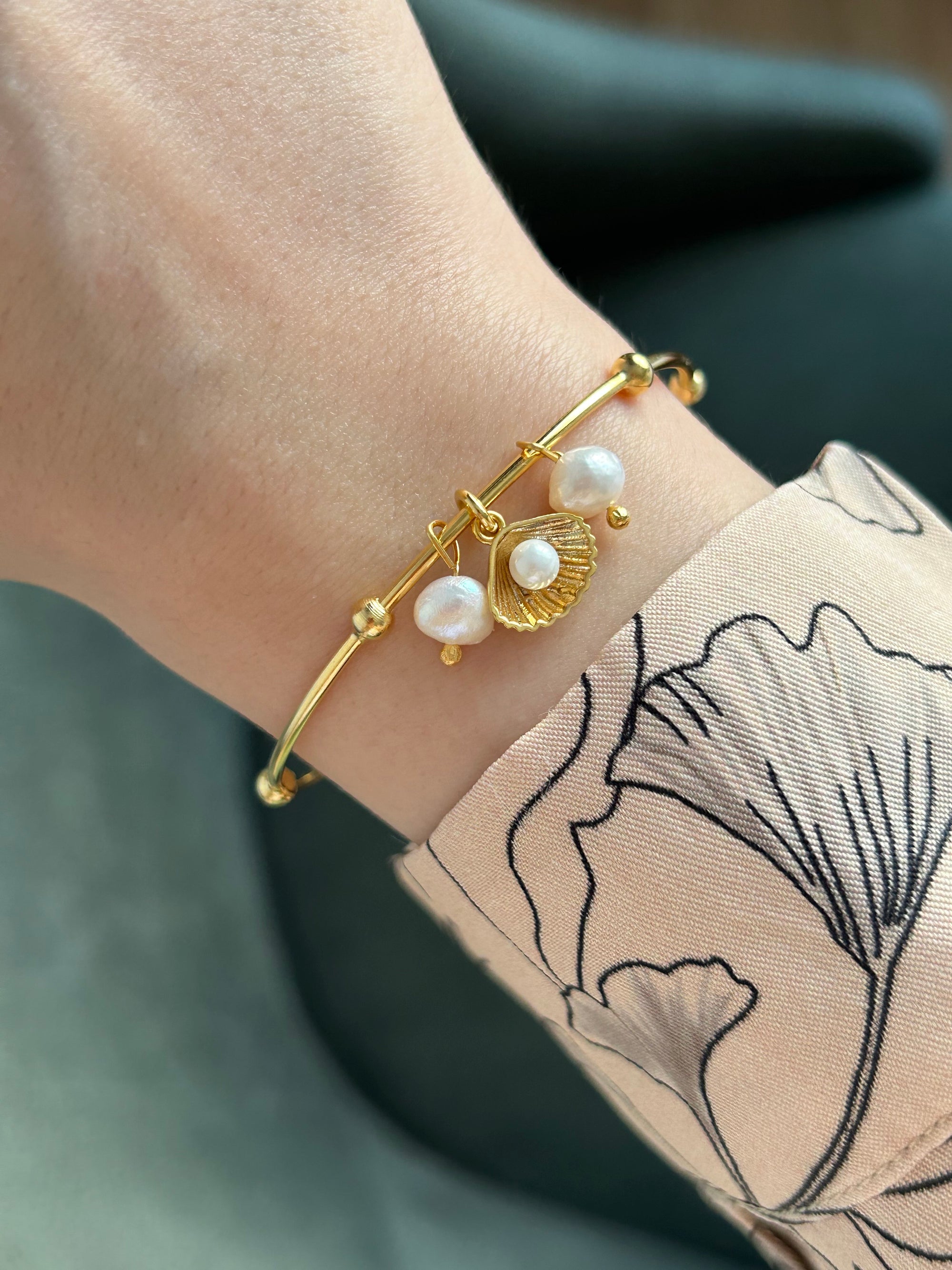 İncili İstiridye/İnci Charm Dorika Bilezik