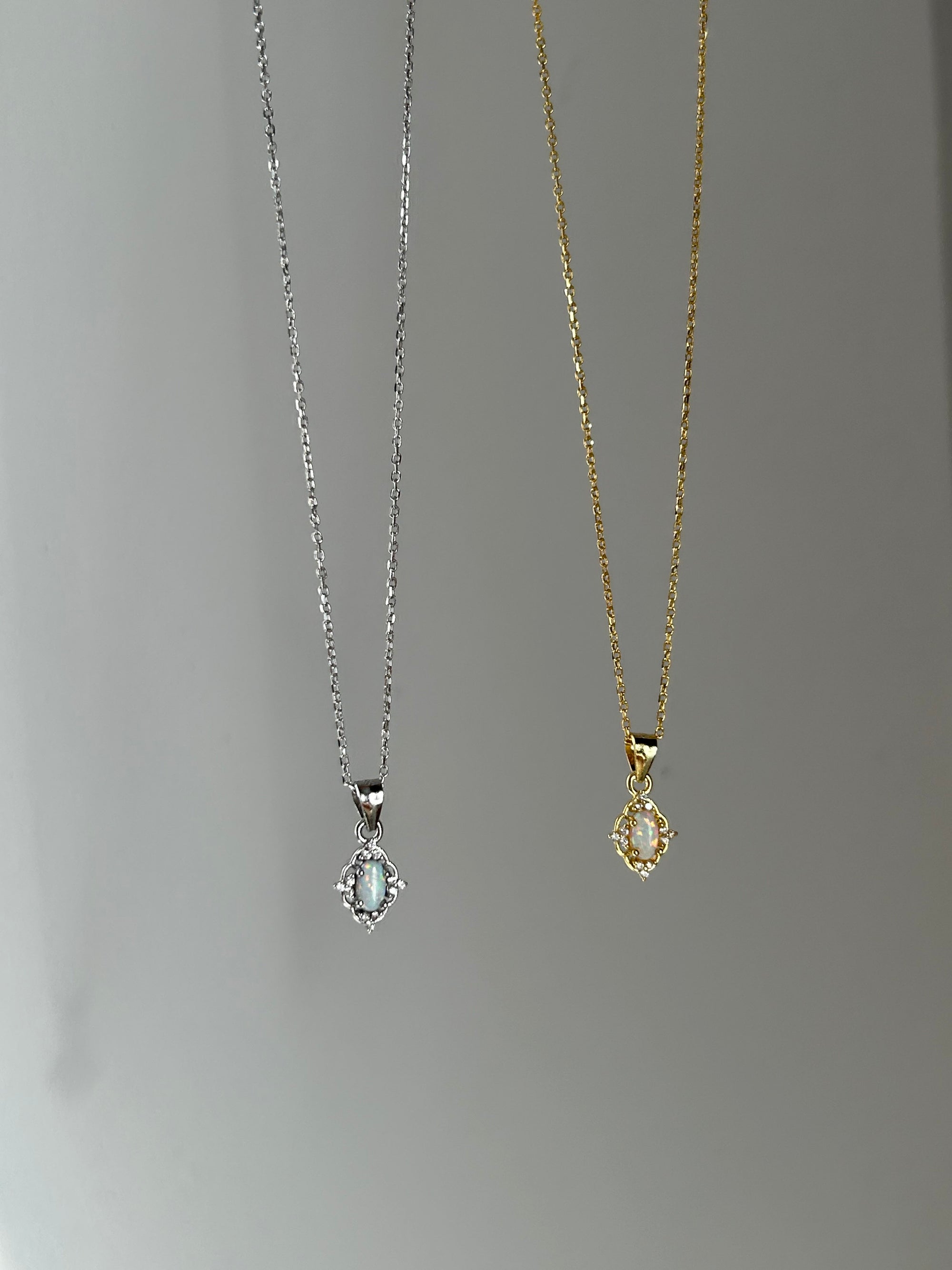 925 Ayar Gümüş Opal Doğaltaş Vintage Kolye