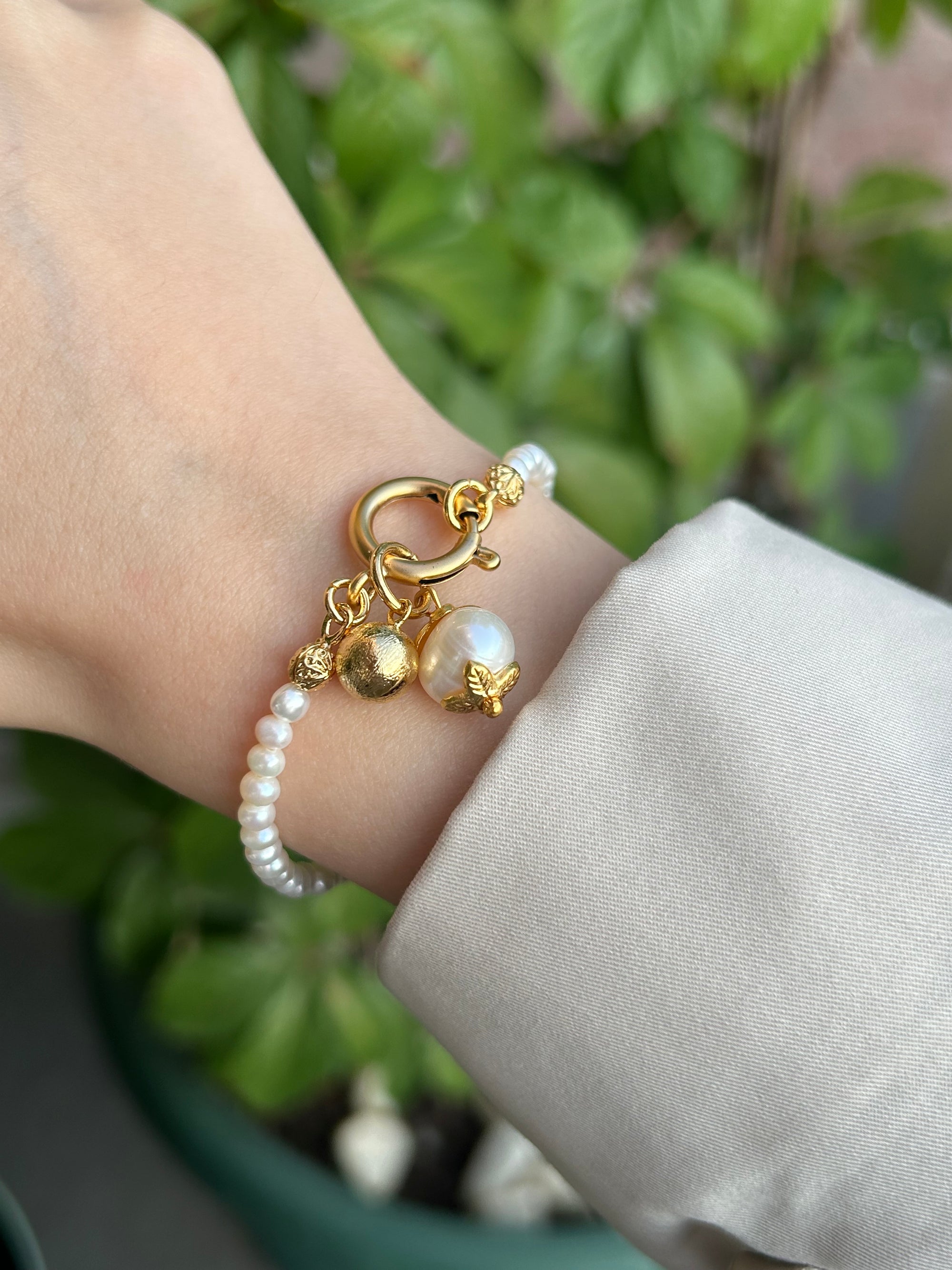 Şakayık İnci/Antik Dorika Charm İnci Bileklik