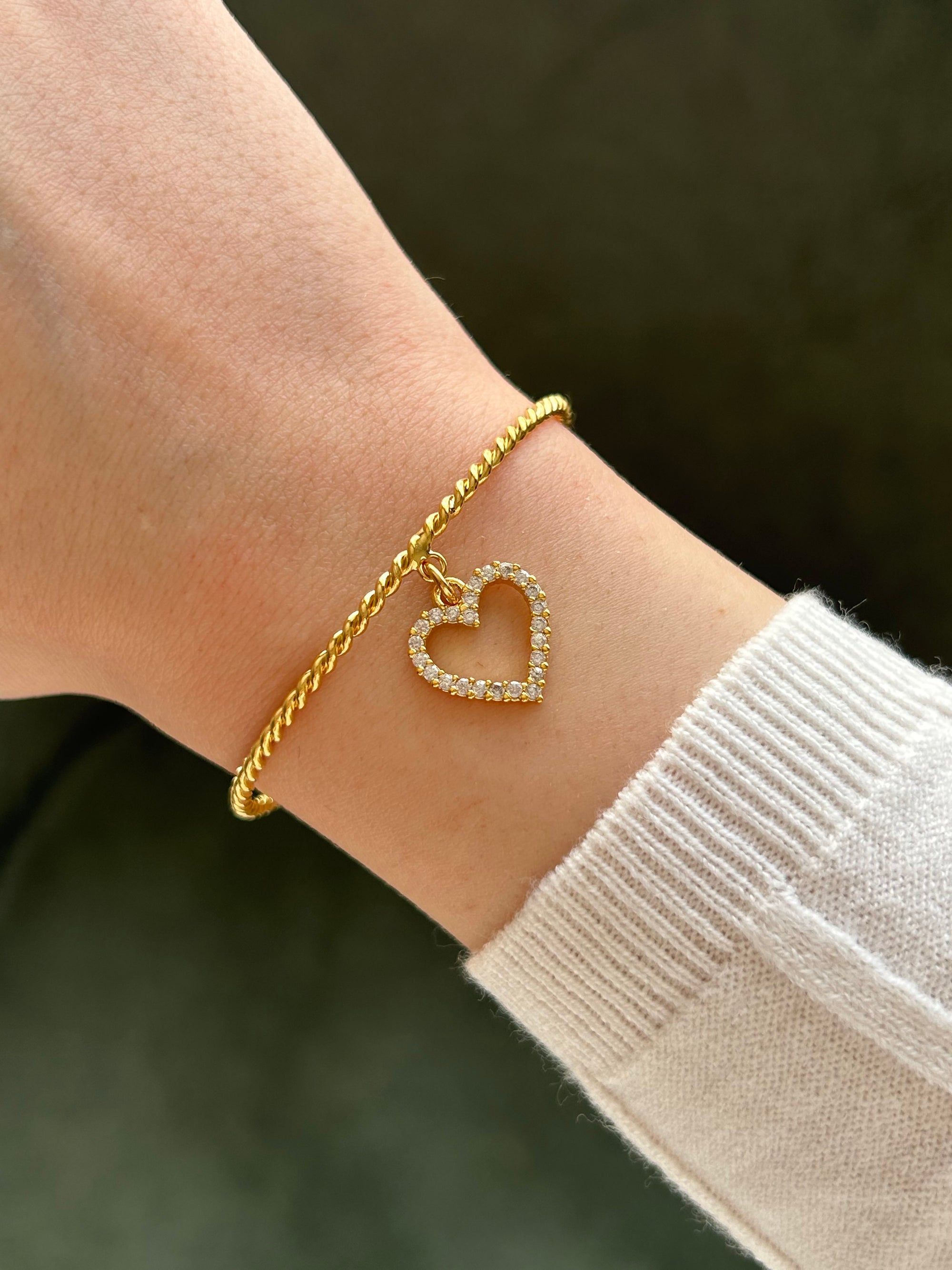 Zirkon Kalp Charm Bilezik