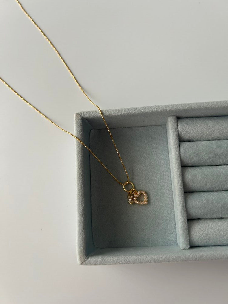 İncili Kalp/Kum İnci Charm Kolye