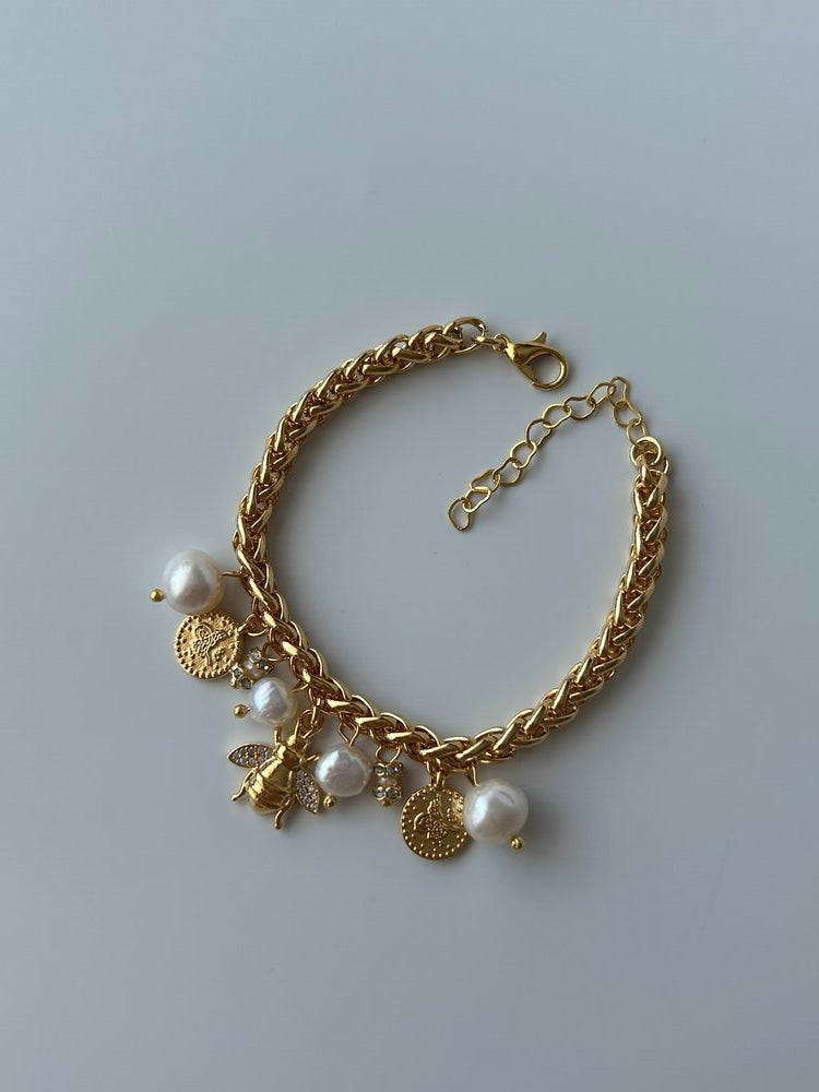 Zirkon Arı/İnci Charm Bileklik
