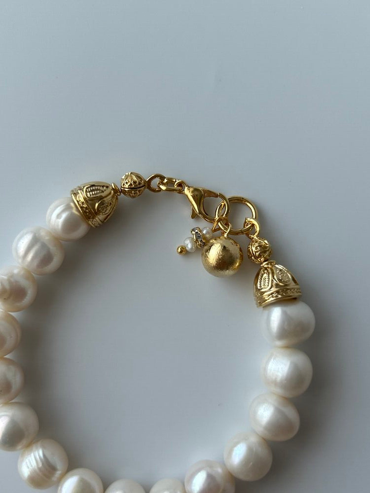 Vintage Antik Dorika/Kum İnci Charm İnci Bileklik