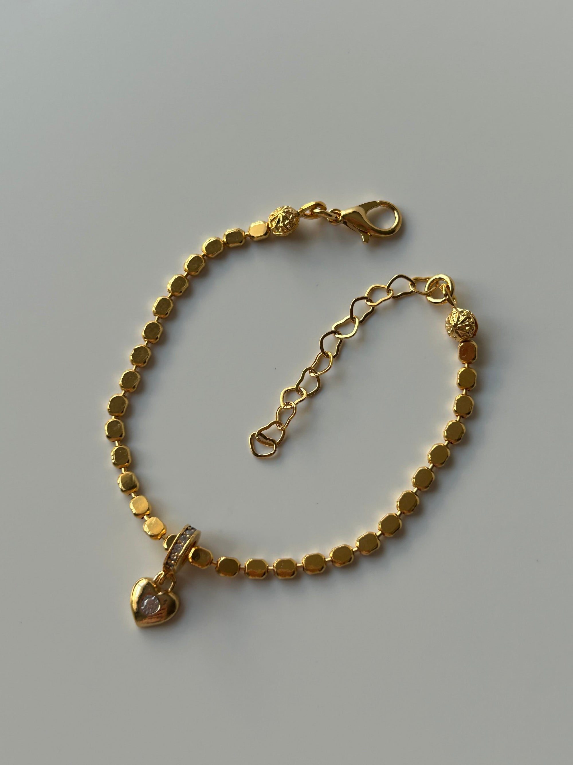 Zirkon Kalp Charm Zincir Bileklik