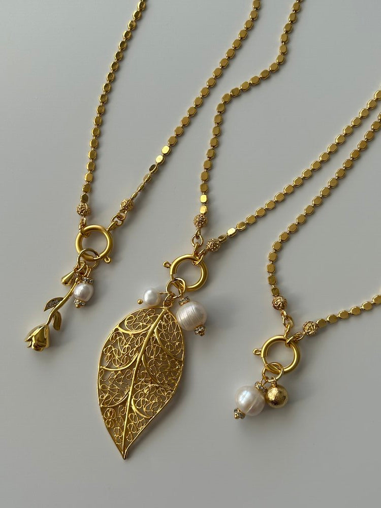 Antik Dorika/İnci Charm Zincir Kolye