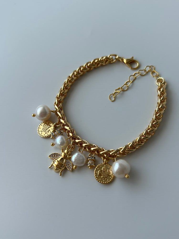 Zirkon Arı/İnci Charm Bileklik