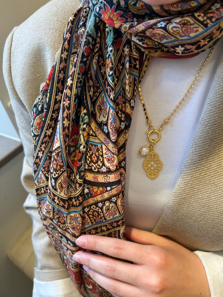 Vintage Firuze/İnci Charm Zincir Kolye