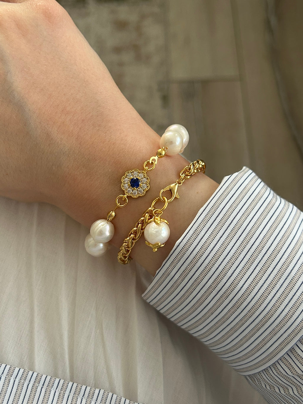 Şakayık İnci Charm Vintage Bileklik