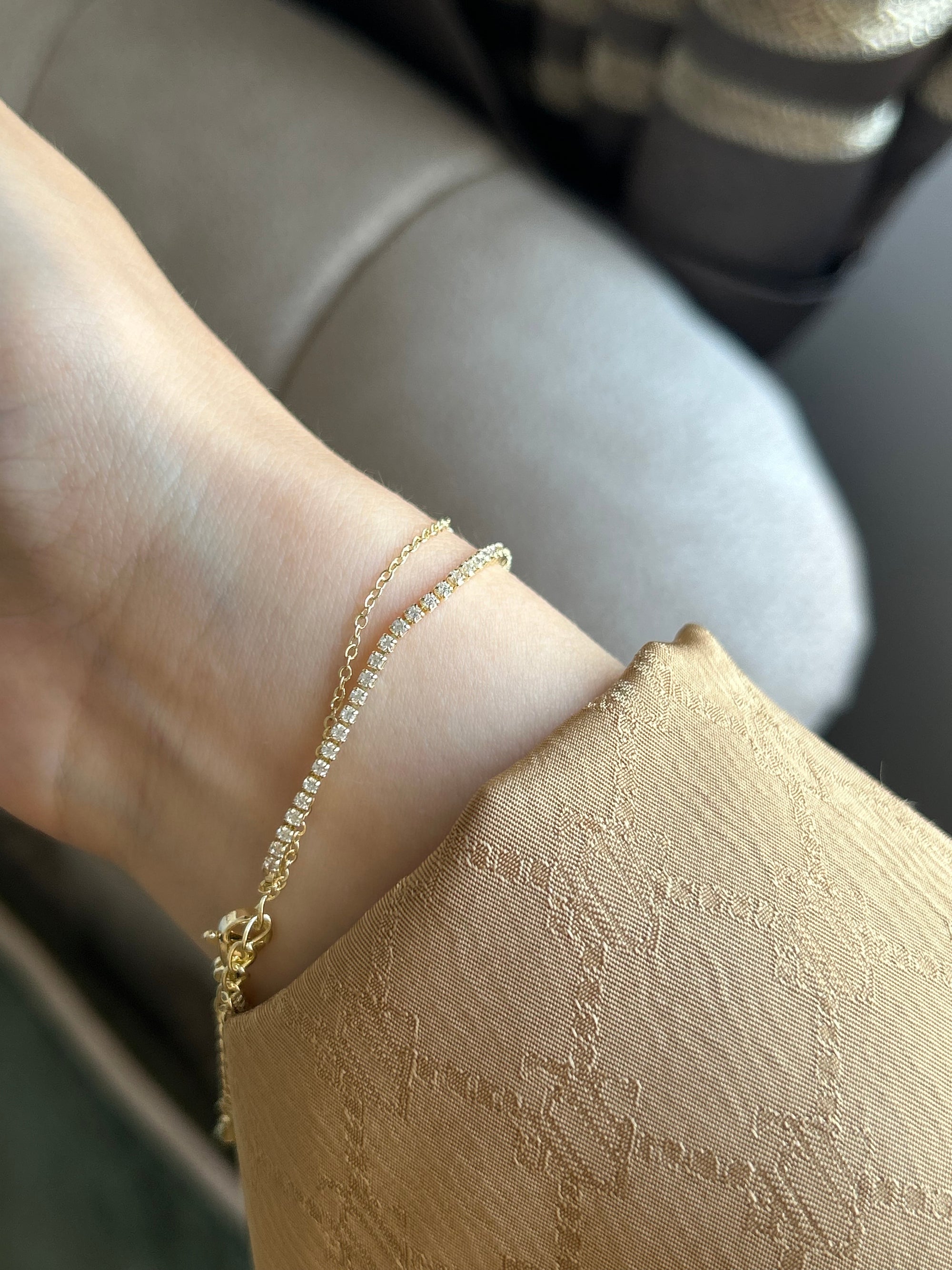 Minimal Zirkon Çiçek Charm 2’li Su Yolu Bileklik