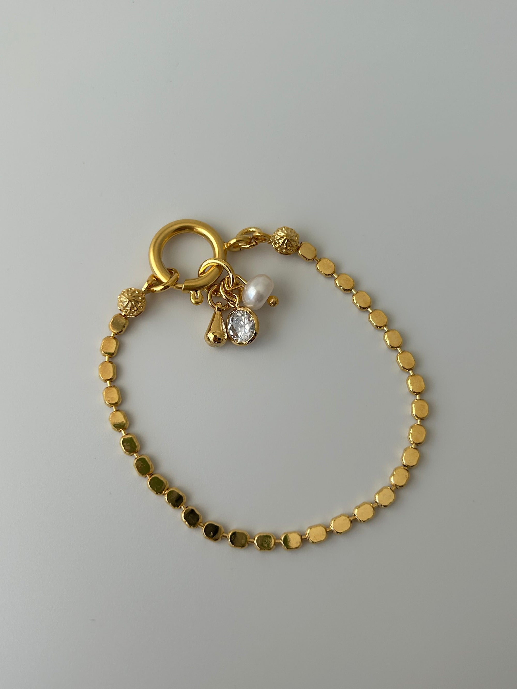 Zirkon/İnci Charm Zincir Bileklik